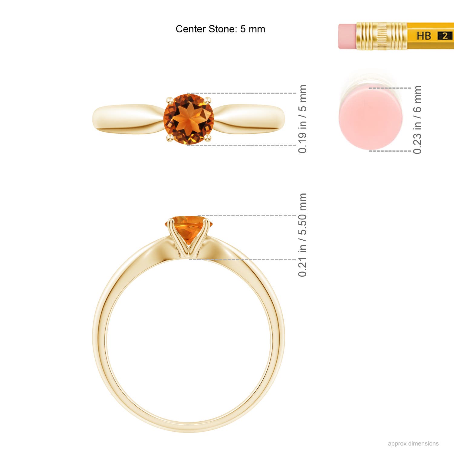 AAAA - Citrine / 0.45 CT / 14 KT Yellow Gold