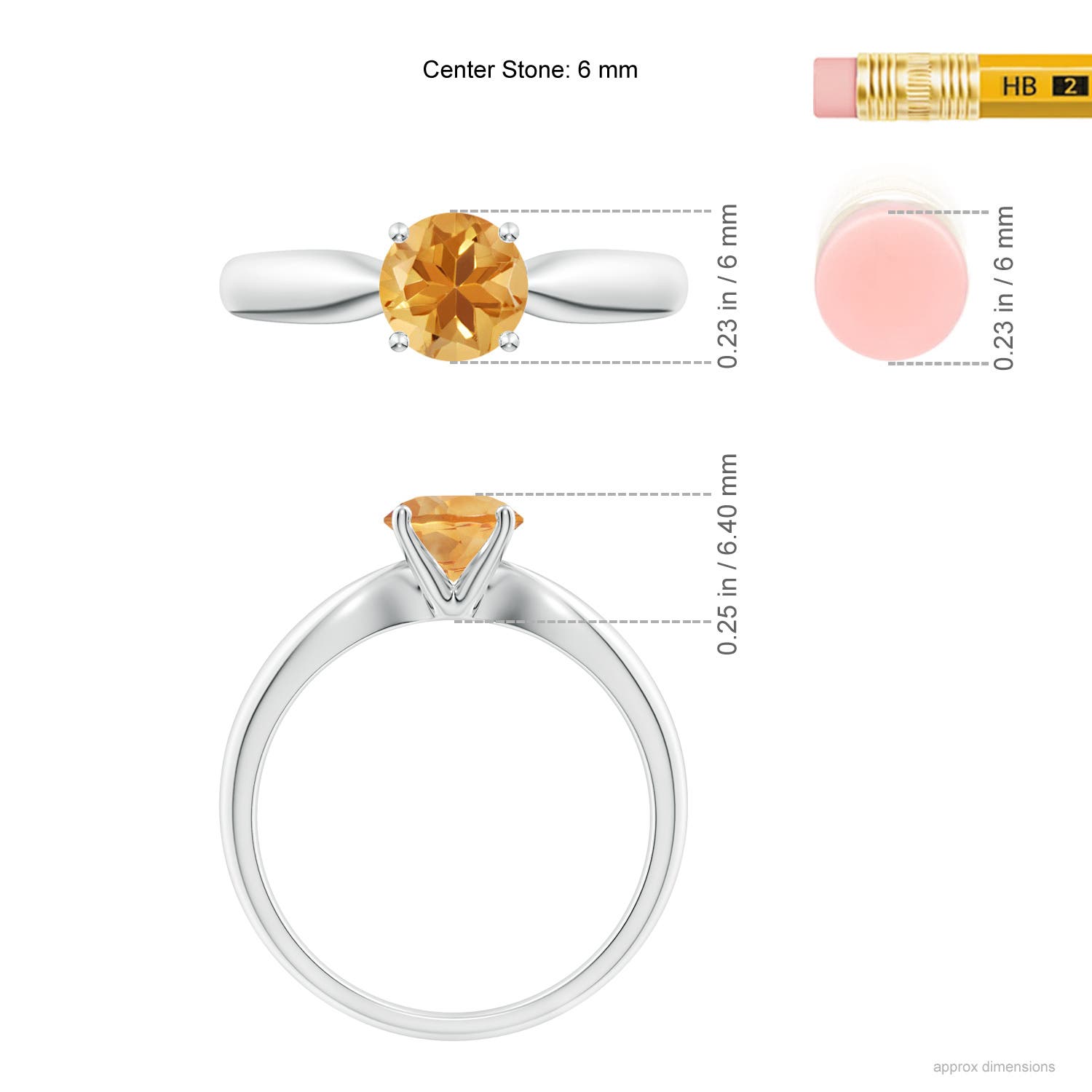 A - Citrine / 0.7 CT / 14 KT White Gold