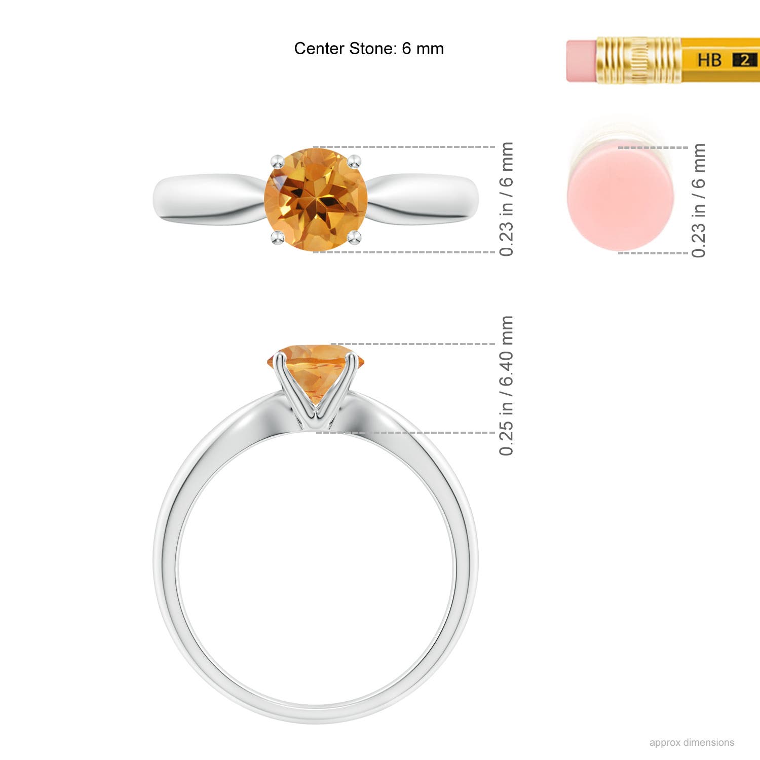 AA - Citrine / 0.7 CT / 14 KT White Gold