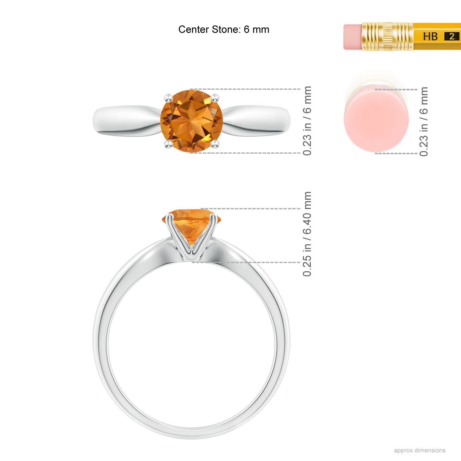 AAA - Citrine / 0.7 CT / 14 KT White Gold