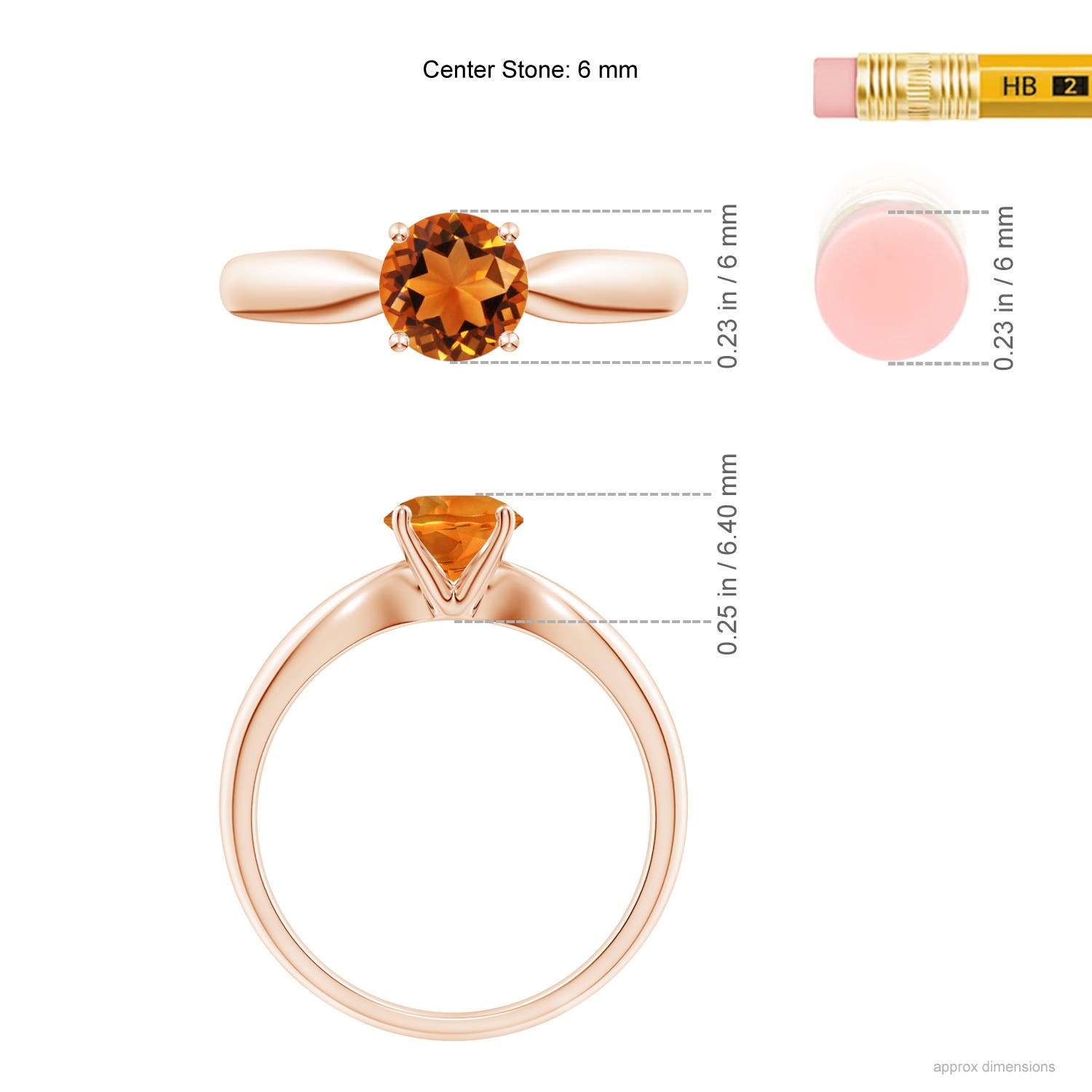 AAAA - Citrine / 0.7 CT / 14 KT Rose Gold