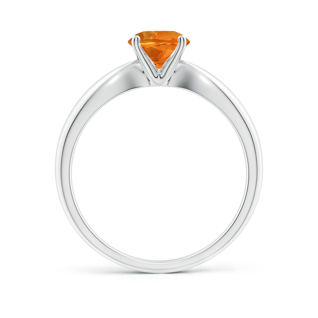 6mm AAAA Solitaire Round Citrine Tapered Shank Ring in White Gold Side-1