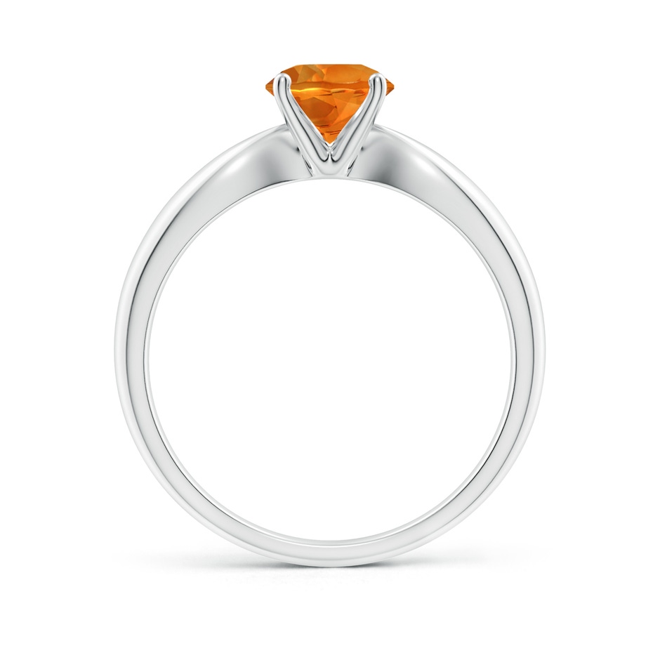 6mm AAAA Solitaire Round Citrine Tapered Shank Ring in White Gold side-1