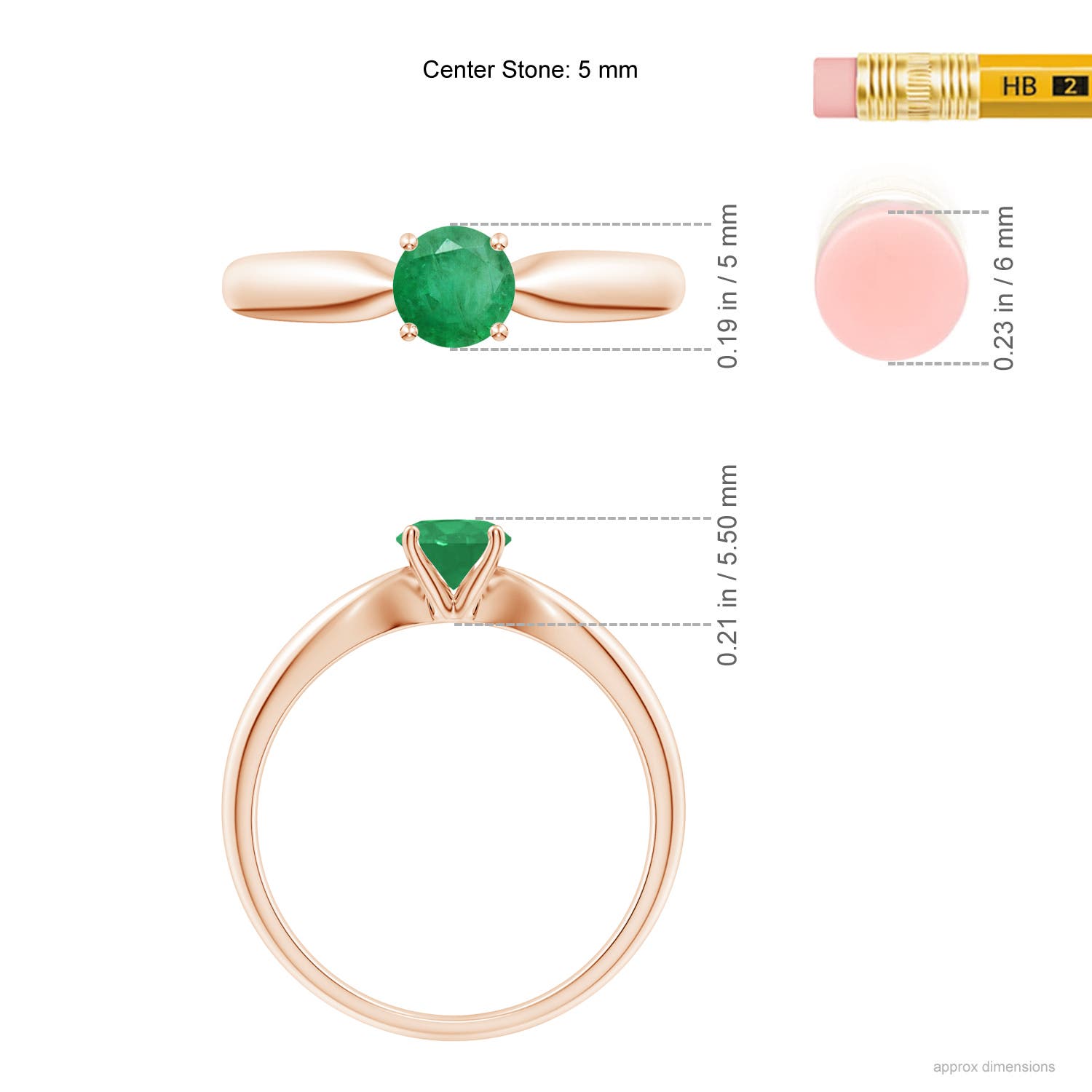 A - Emerald / 0.45 CT / 14 KT Rose Gold