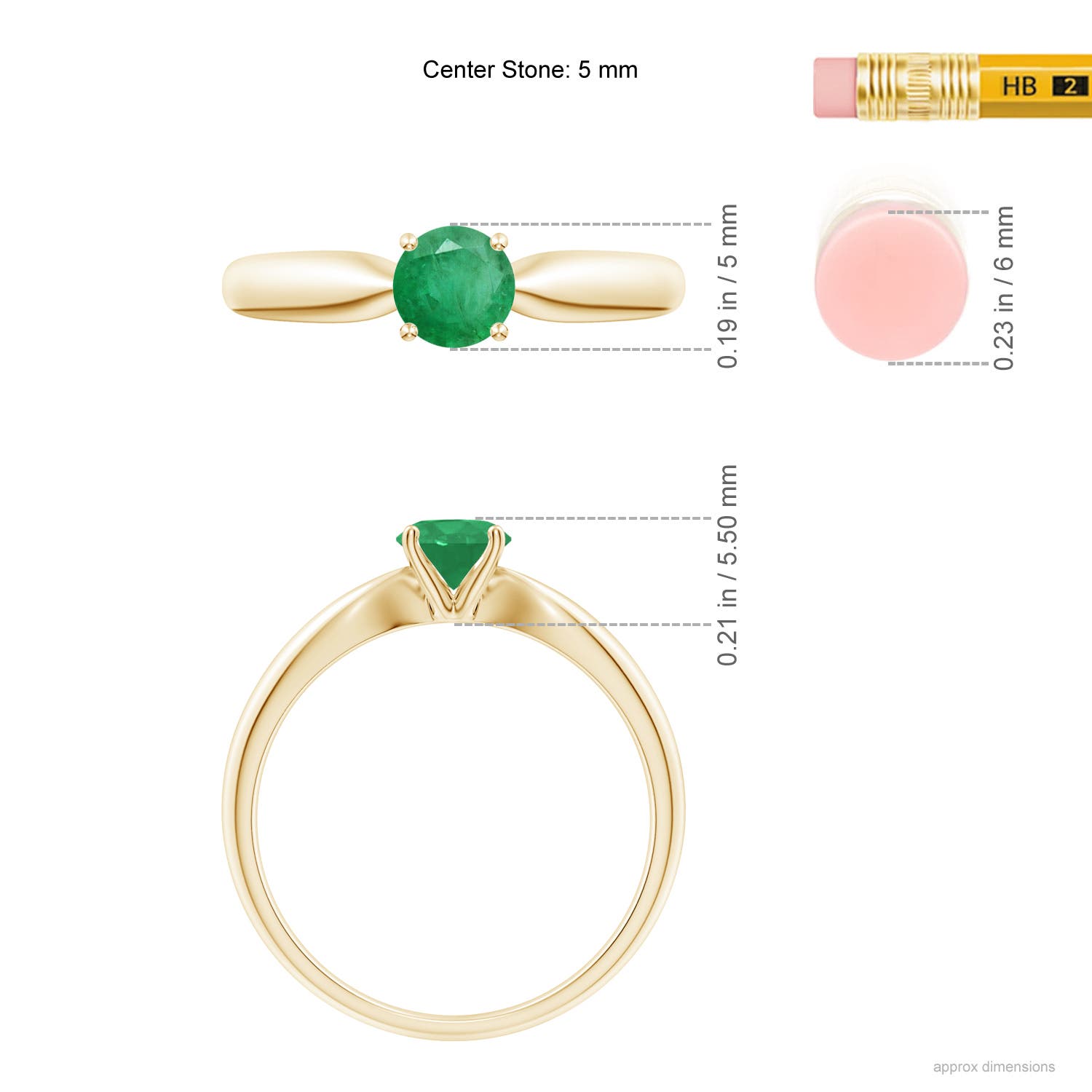 A - Emerald / 0.45 CT / 14 KT Yellow Gold