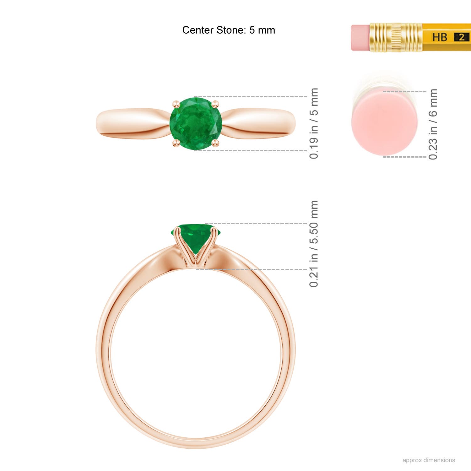 AA - Emerald / 0.45 CT / 14 KT Rose Gold