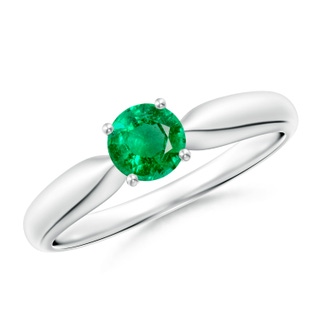 5mm AAA Solitaire Round Emerald Tapered Shank Ring in P950 Platinum