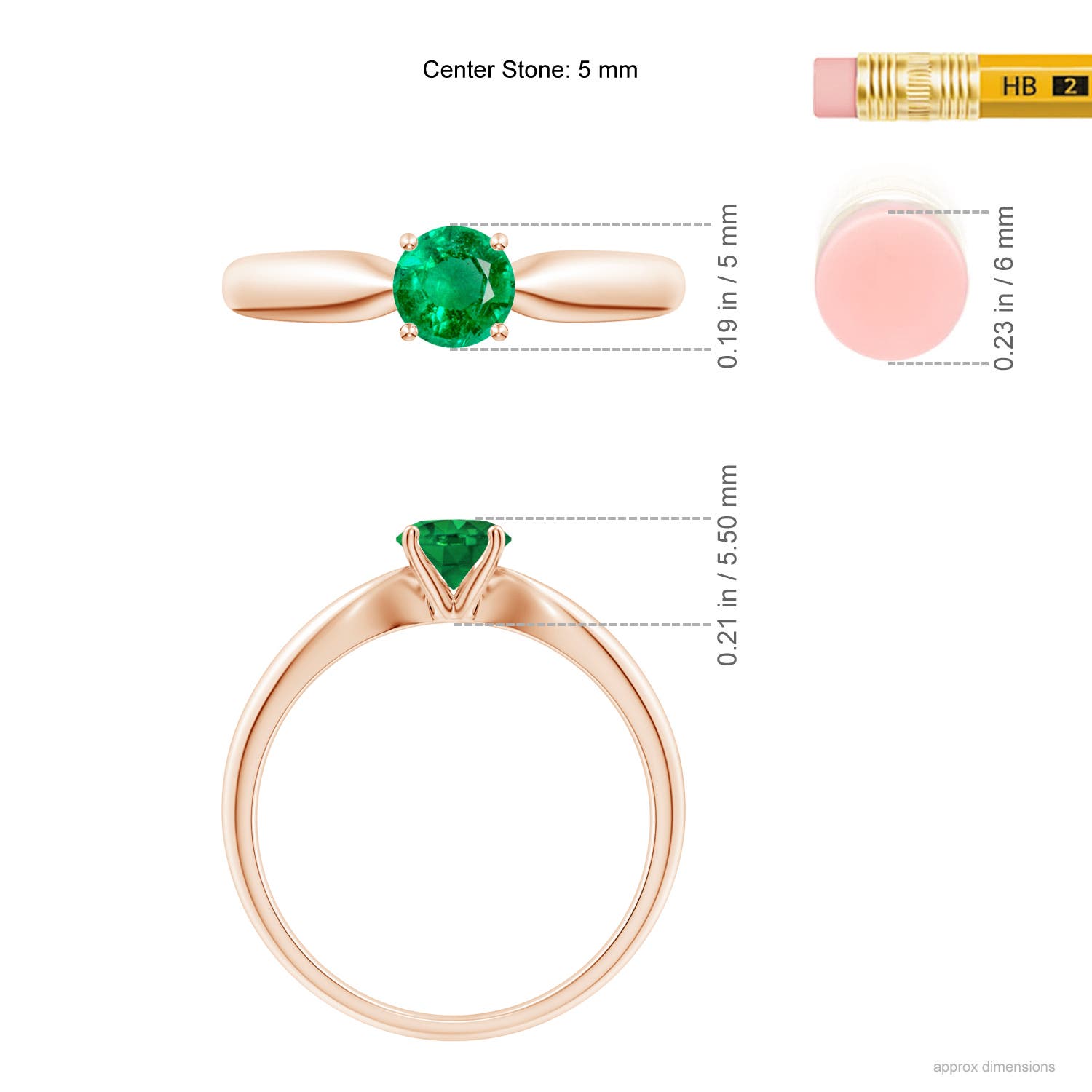 AAA - Emerald / 0.45 CT / 14 KT Rose Gold