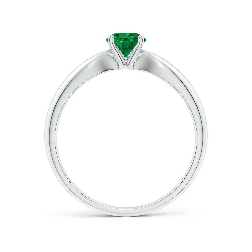 5mm AAA Solitaire Round Emerald Tapered Shank Ring in White Gold Side-1