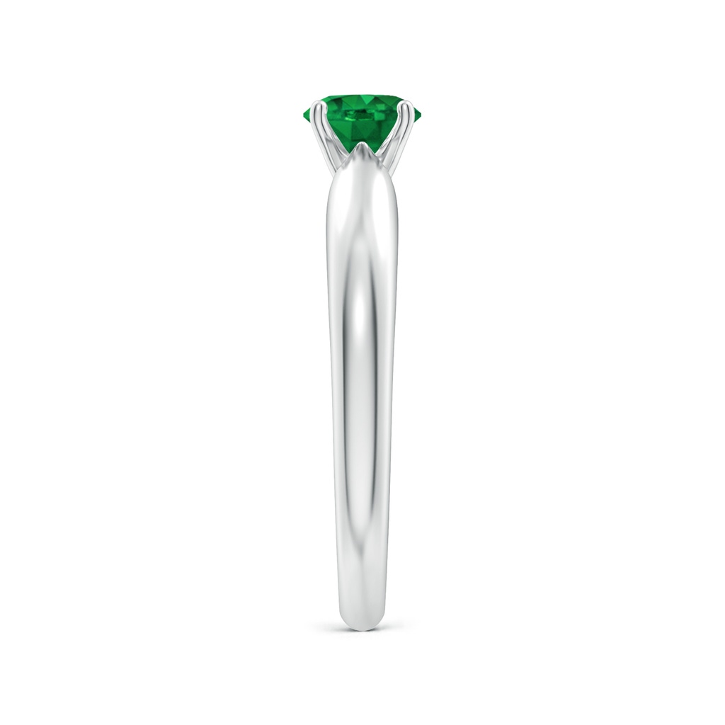 5mm AAA Solitaire Round Emerald Tapered Shank Ring in White Gold Side-2