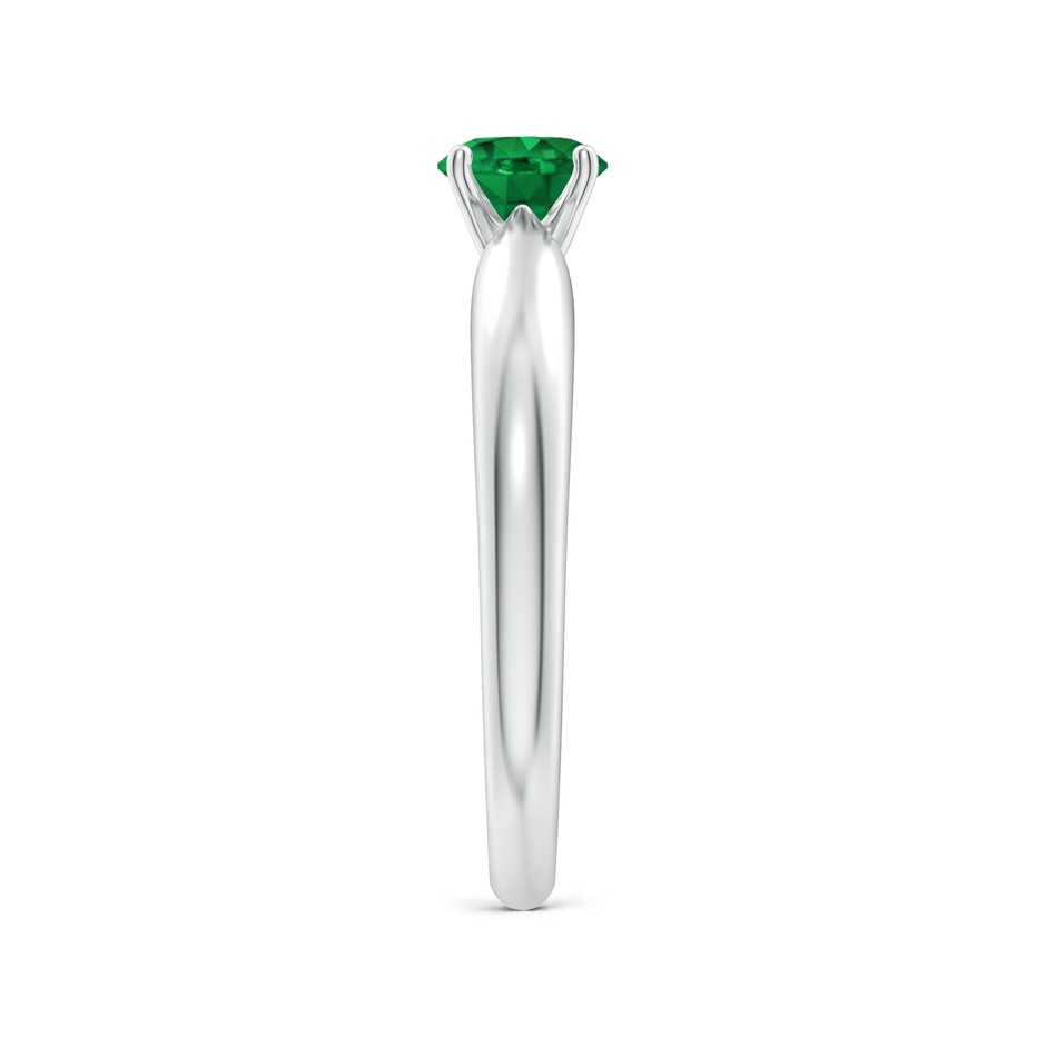 5mm AAA Solitaire Round Emerald Tapered Shank Ring in White Gold side-2