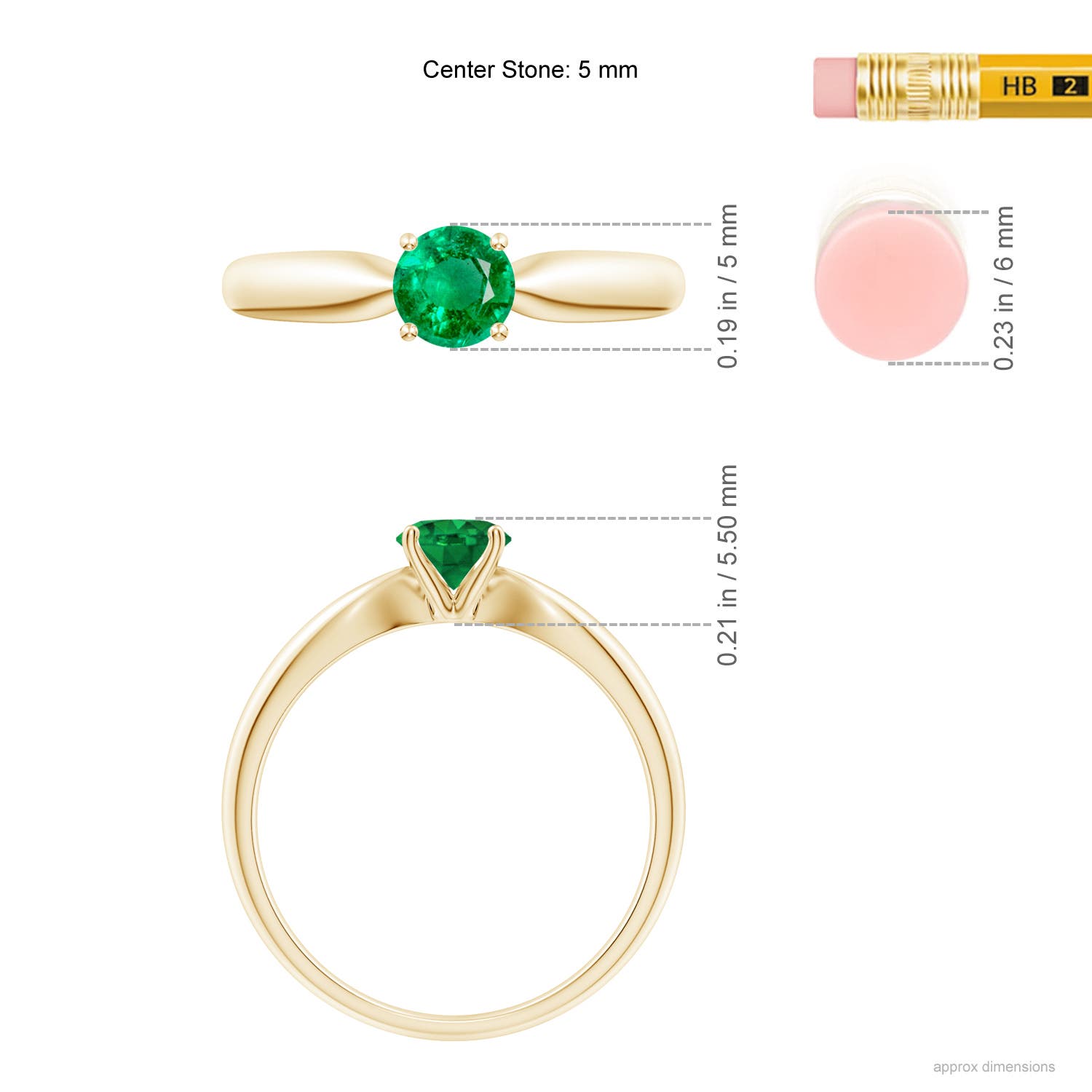 AAA - Emerald / 0.45 CT / 14 KT Yellow Gold