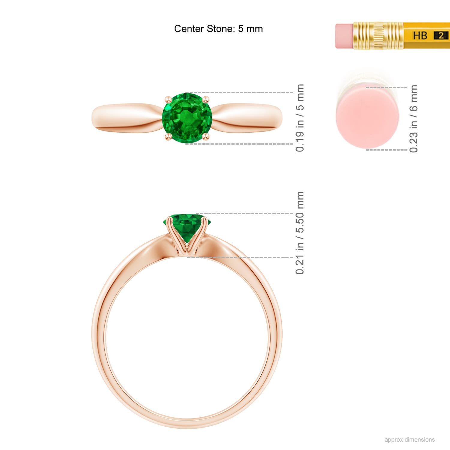 AAAA - Emerald / 0.45 CT / 14 KT Rose Gold