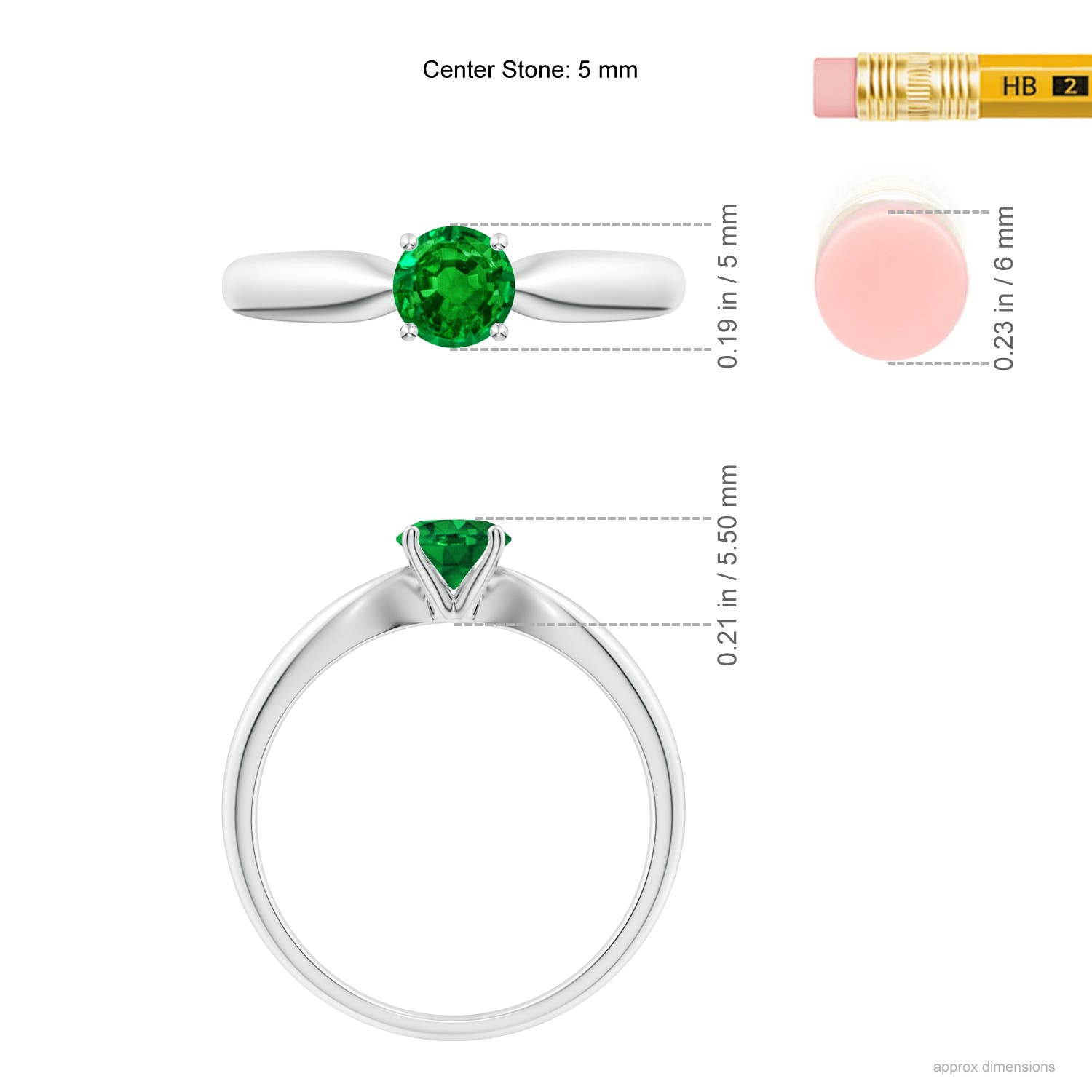 AAAA - Emerald / 0.45 CT / 14 KT White Gold