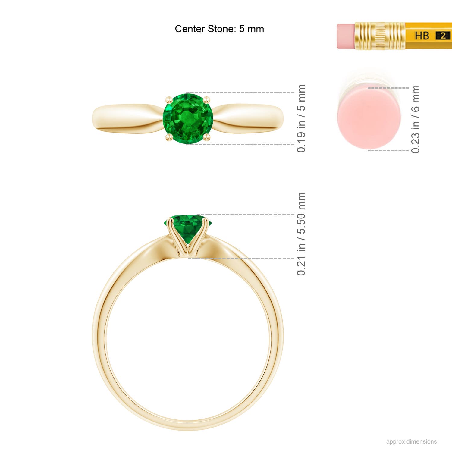 AAAA - Emerald / 0.45 CT / 14 KT Yellow Gold