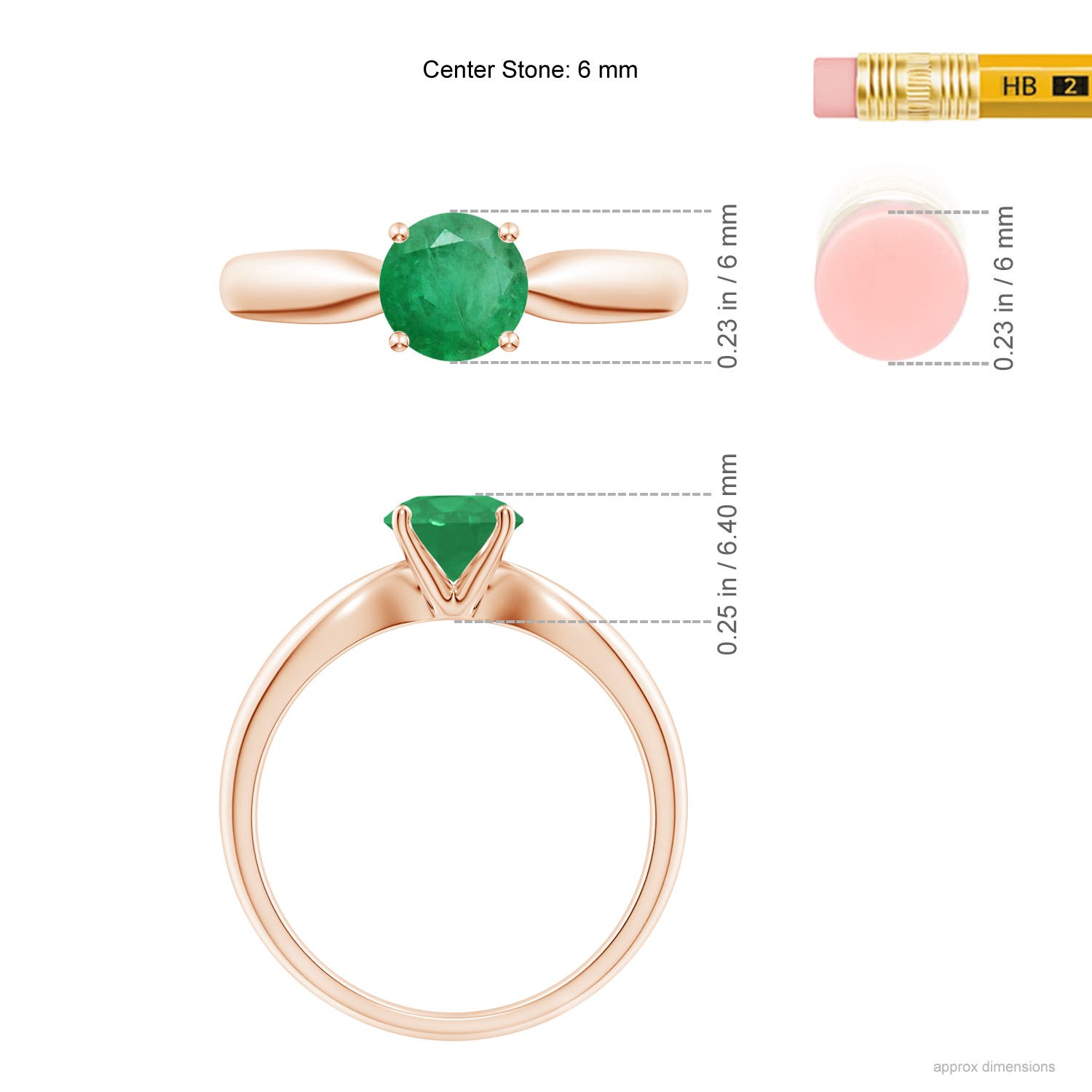 A - Emerald / 0.75 CT / 14 KT Rose Gold