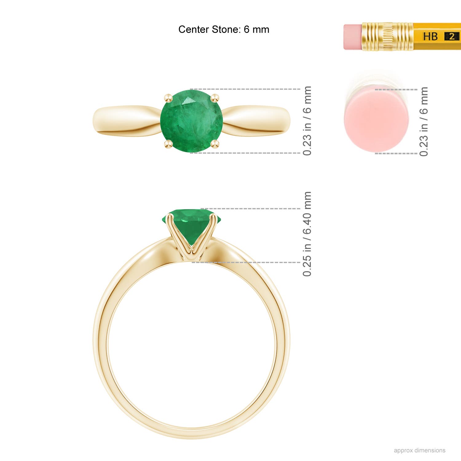 A - Emerald / 0.75 CT / 14 KT Yellow Gold