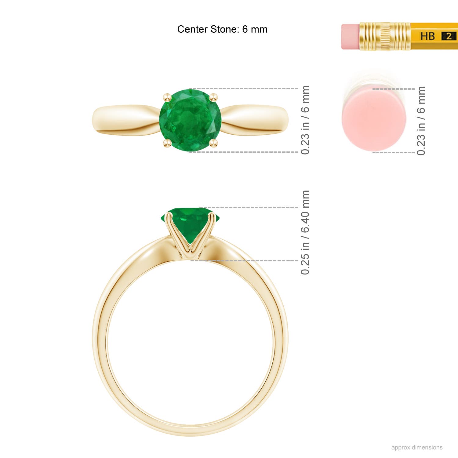 AA - Emerald / 0.75 CT / 14 KT Yellow Gold