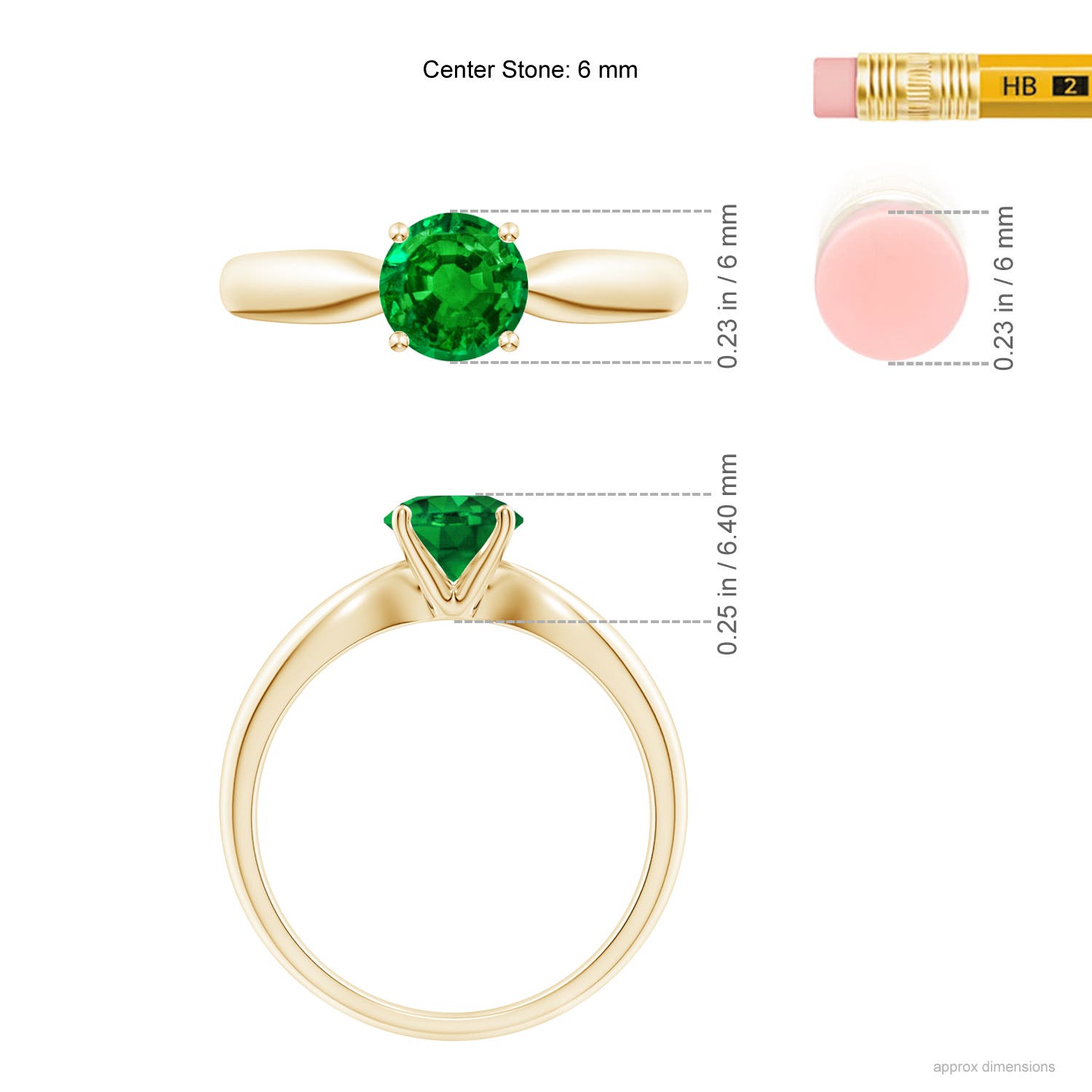 AAAA - Emerald / 0.75 CT / 14 KT Yellow Gold