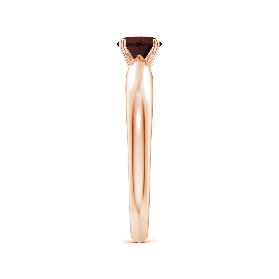5mm A Solitaire Round Garnet Tapered Shank Ring in Rose Gold side-2