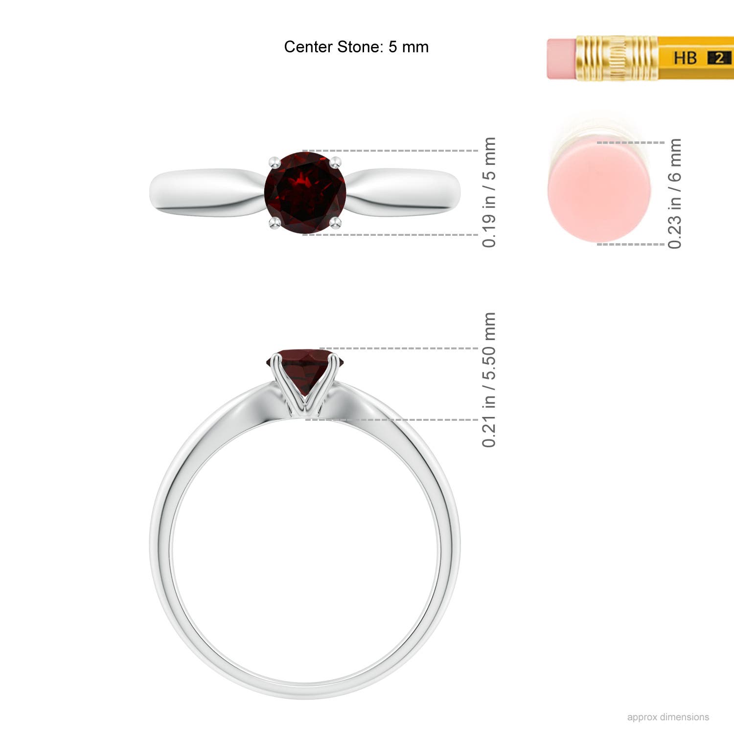 A - Garnet / 0.6 CT / 14 KT White Gold