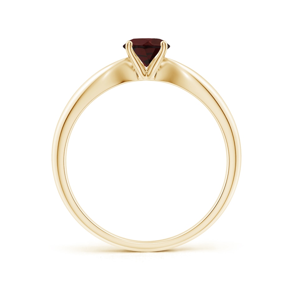 5mm A Solitaire Round Garnet Tapered Shank Ring in Yellow Gold Side-1