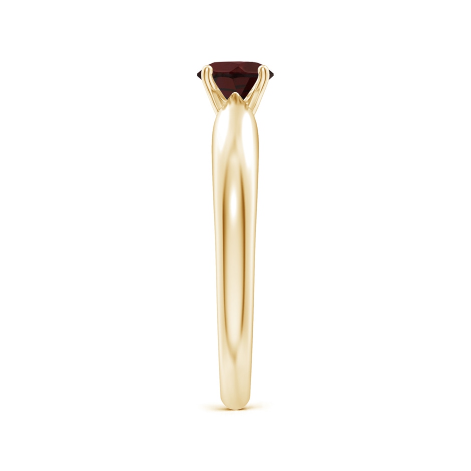 5mm A Solitaire Round Garnet Tapered Shank Ring in Yellow Gold Side-2