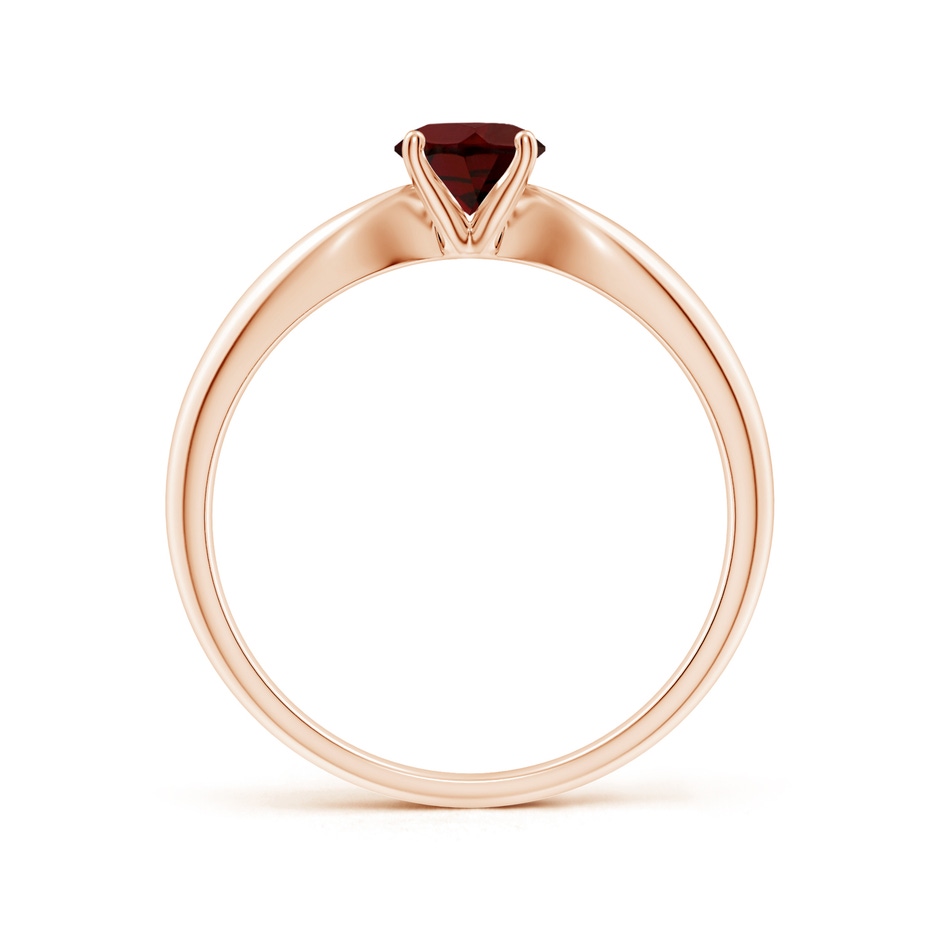 5mm AA Solitaire Round Garnet Tapered Shank Ring in Rose Gold side-1