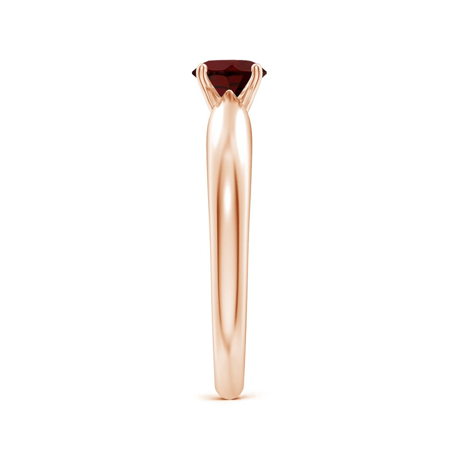 5mm AA Solitaire Round Garnet Tapered Shank Ring in Rose Gold side-2