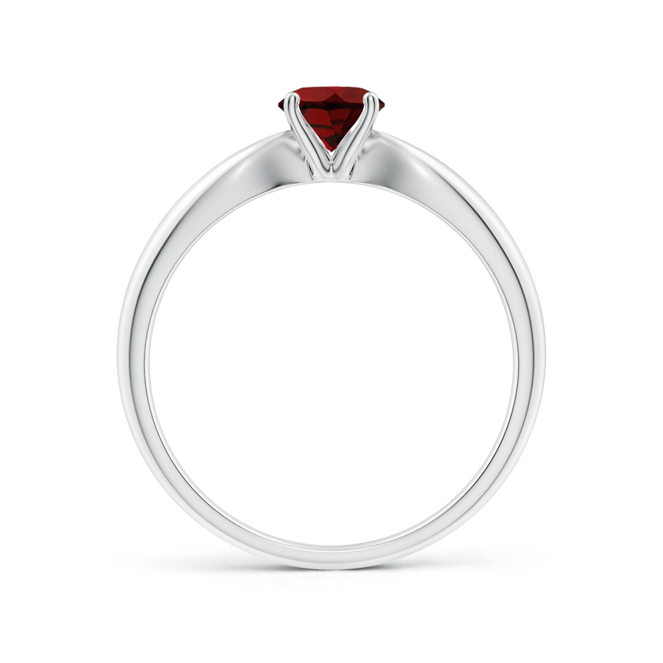 5mm AAA Solitaire Round Garnet Tapered Shank Ring in White Gold Side-1