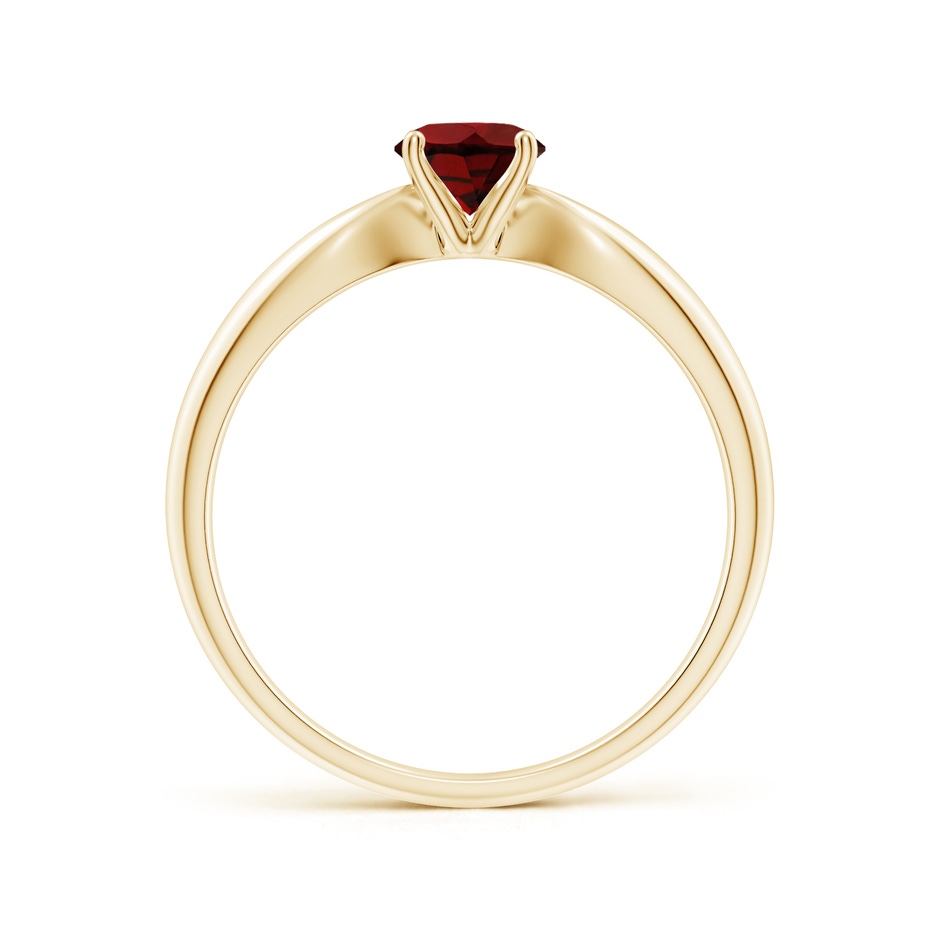 5mm AAA Solitaire Round Garnet Tapered Shank Ring in Yellow Gold side-1