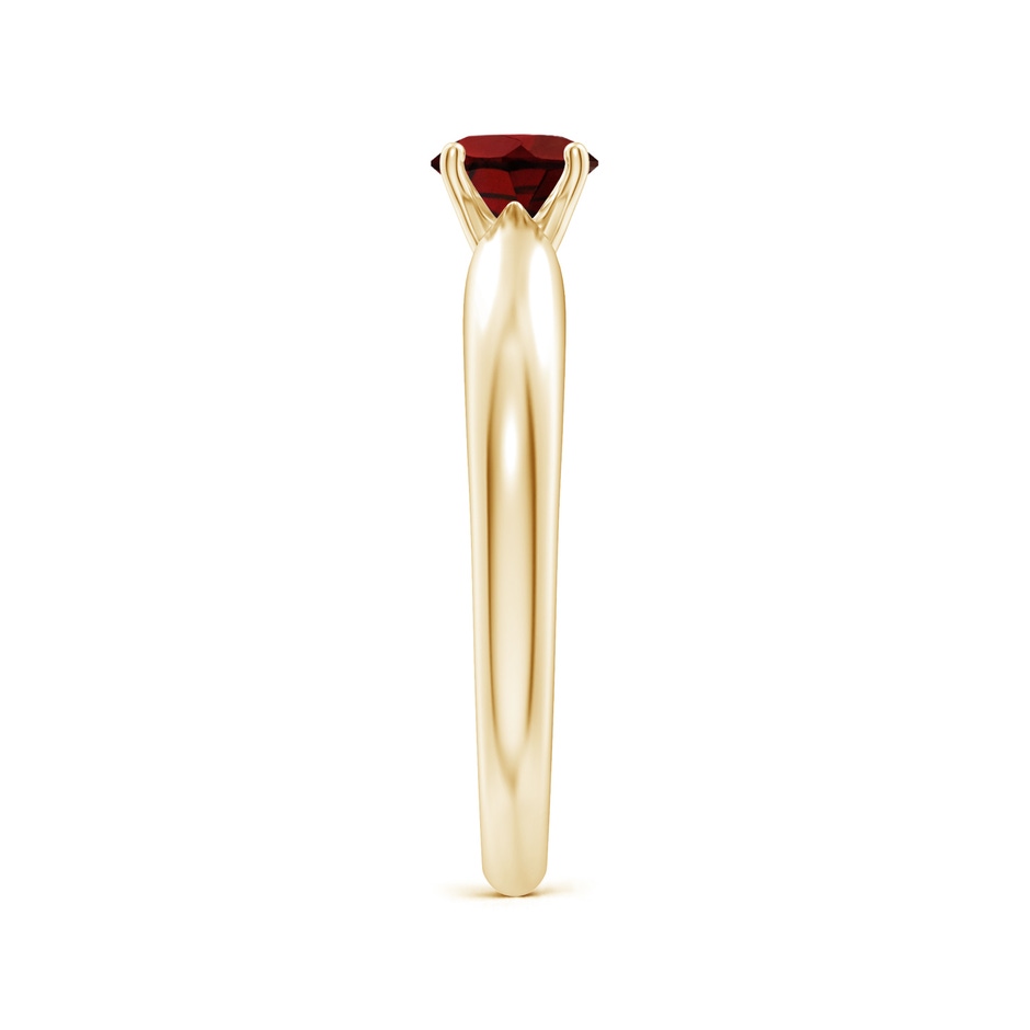 5mm AAA Solitaire Round Garnet Tapered Shank Ring in Yellow Gold side-2