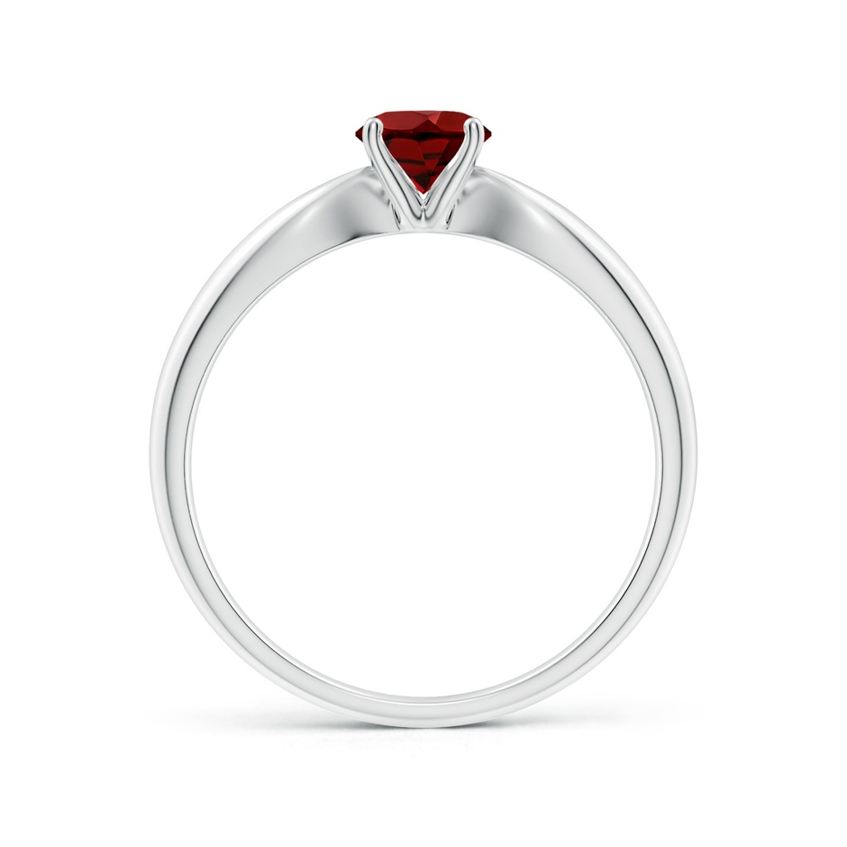 5mm AAAA Solitaire Round Garnet Tapered Shank Ring in P950 Platinum Side-1