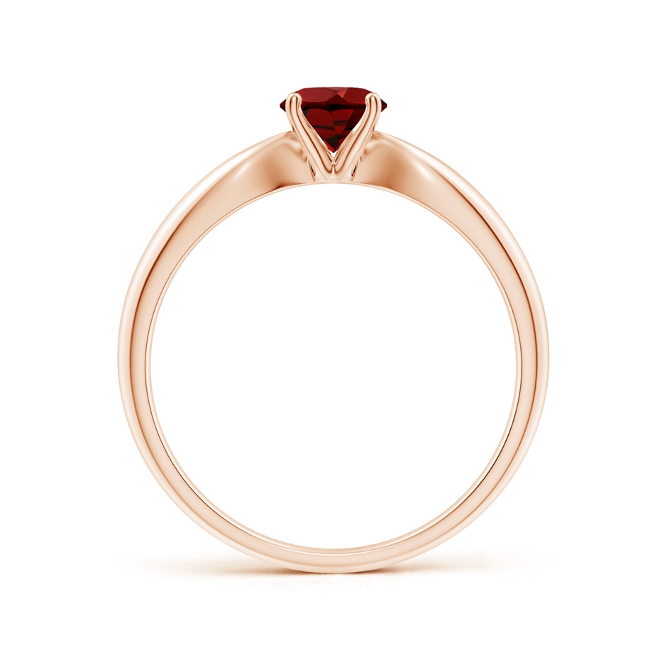5mm AAAA Solitaire Round Garnet Tapered Shank Ring in Rose Gold Side-1