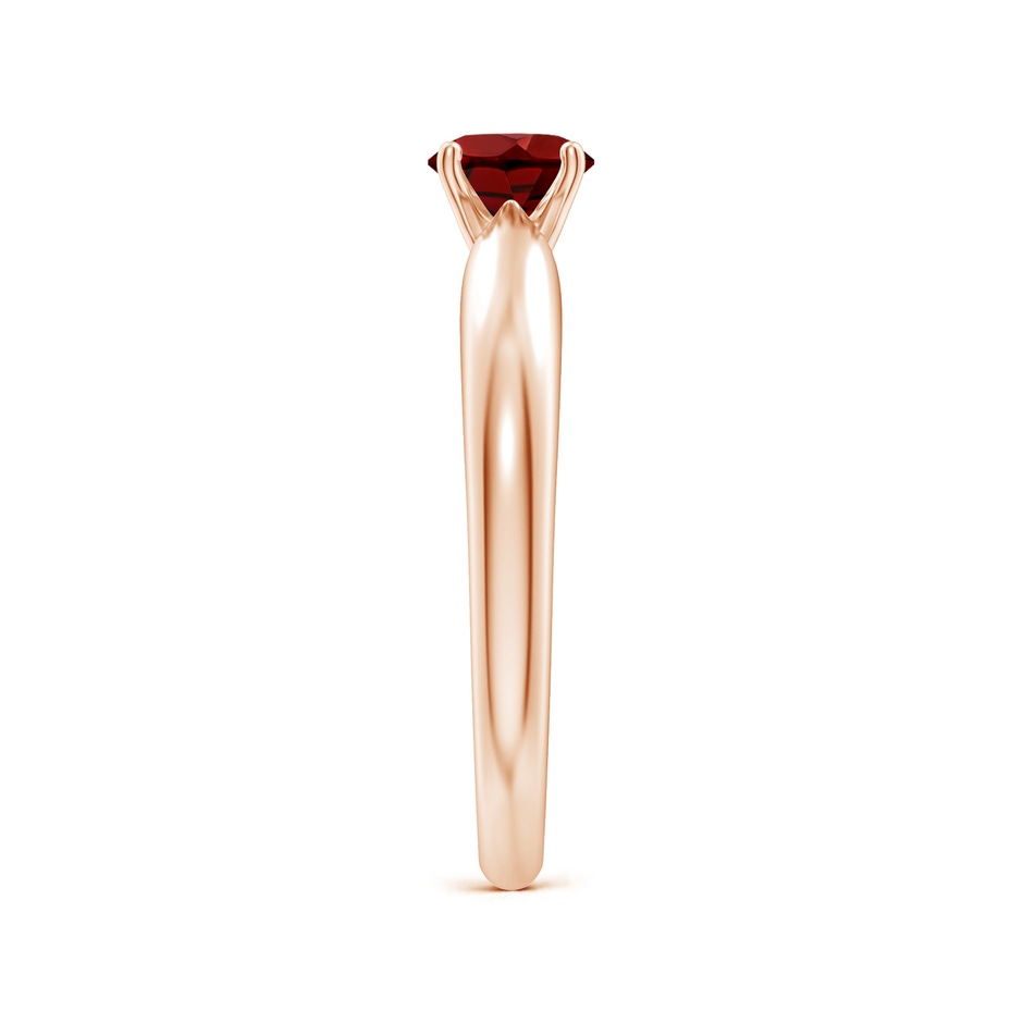 5mm AAAA Solitaire Round Garnet Tapered Shank Ring in Rose Gold Side-2