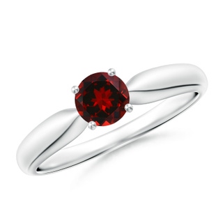 5mm AAAA Solitaire Round Garnet Tapered Shank Ring in White Gold