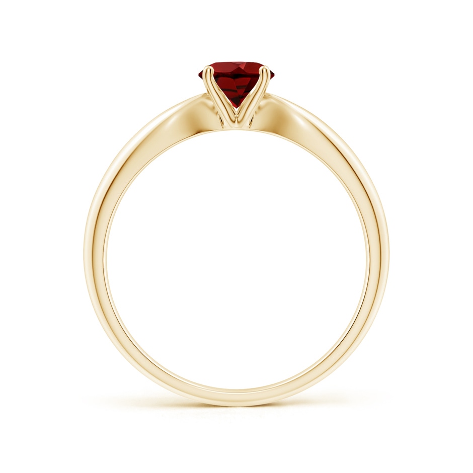 5mm AAAA Solitaire Round Garnet Tapered Shank Ring in Yellow Gold Side-1