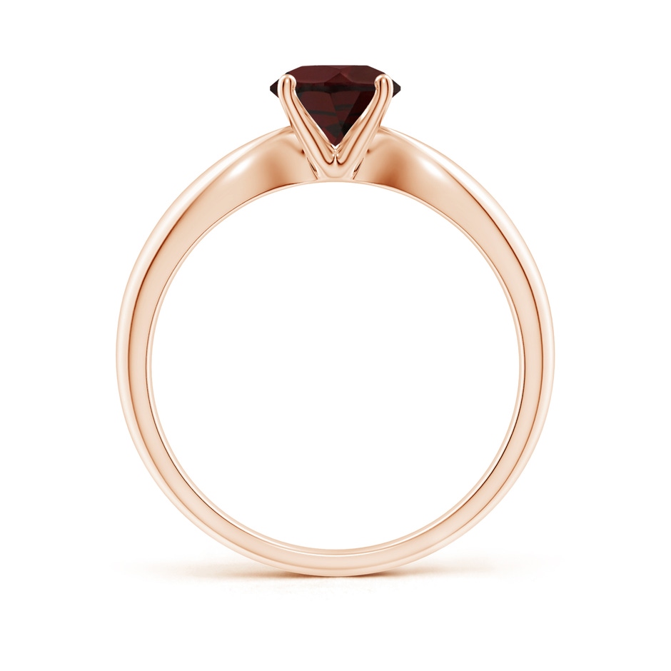 6mm A Solitaire Round Garnet Tapered Shank Ring in Rose Gold side-1