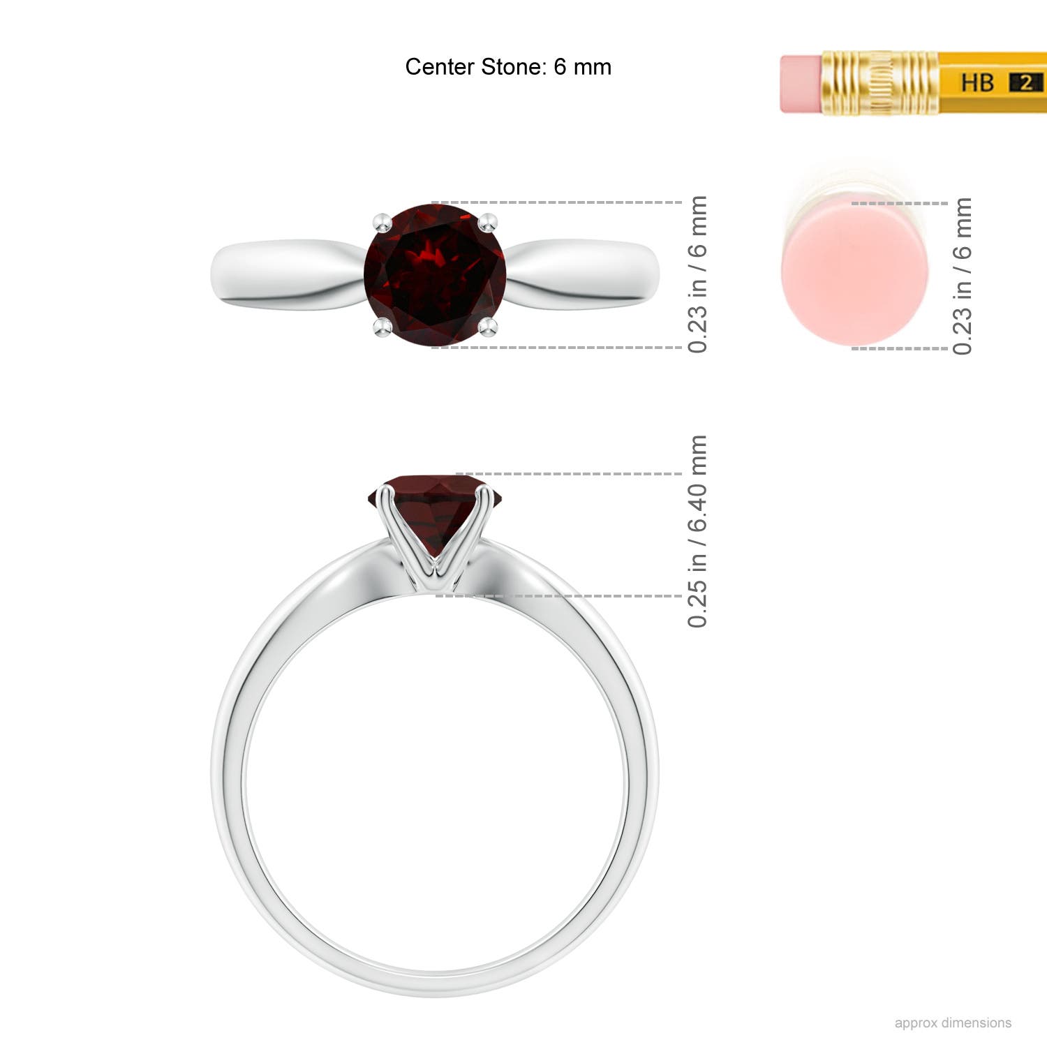 A - Garnet / 1 CT / 14 KT White Gold