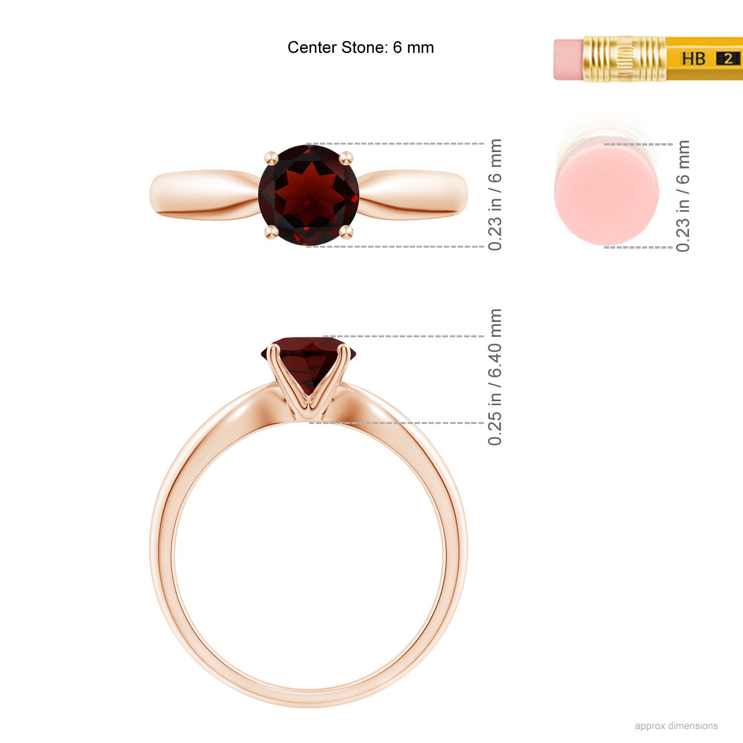 AA - Garnet / 1 CT / 14 KT Rose Gold