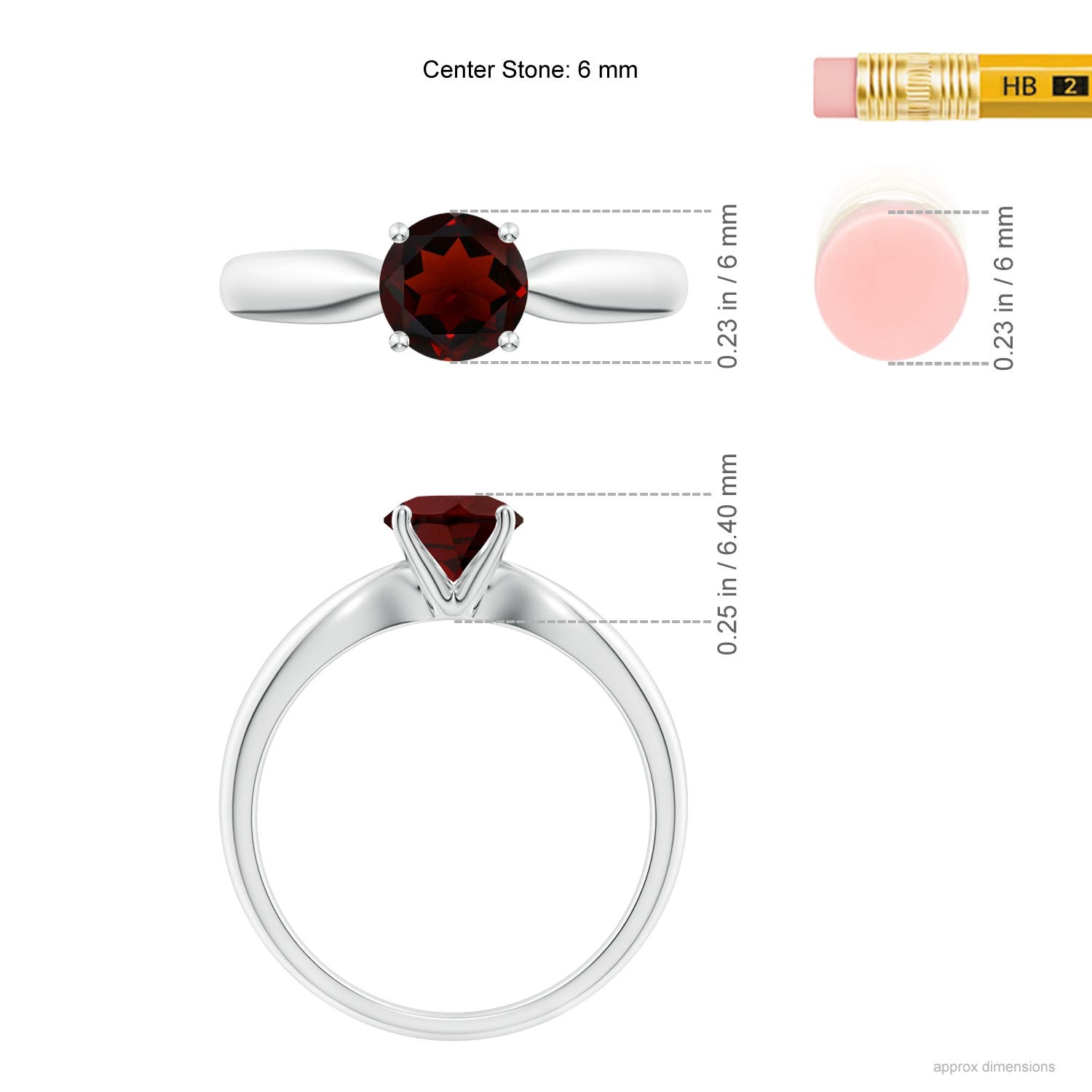 AA - Garnet / 1 CT / 14 KT White Gold