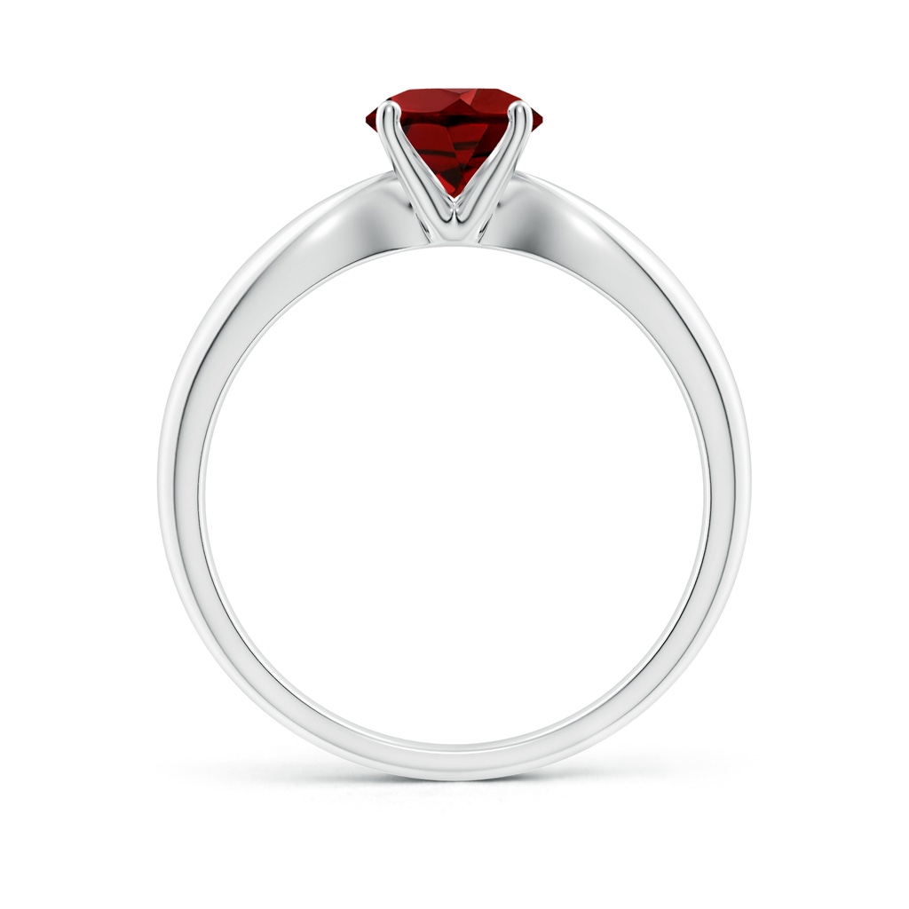6mm AAAA Solitaire Round Garnet Tapered Shank Ring in White Gold - side_1