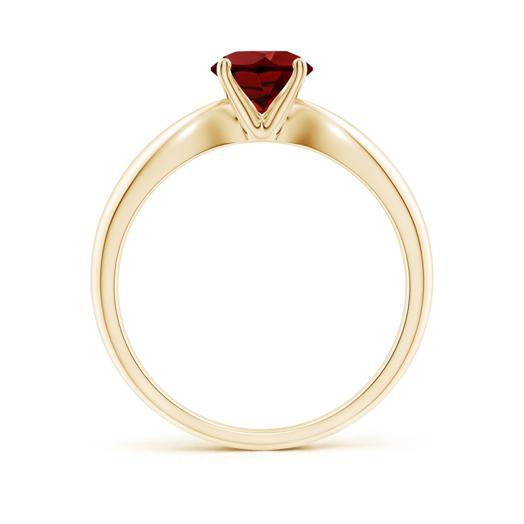 6mm AAAA Solitaire Round Garnet Tapered Shank Ring in Yellow Gold - side_1