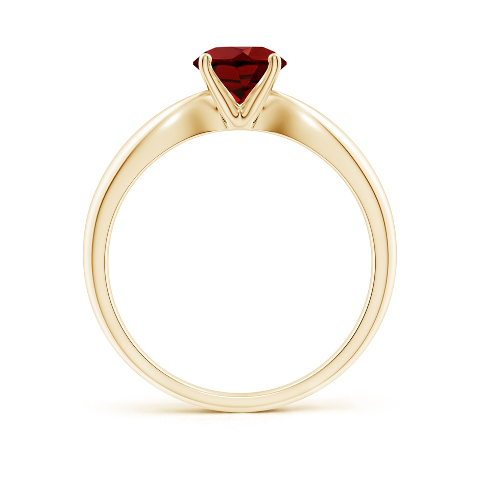 6mm AAAA Solitaire Round Garnet Tapered Shank Ring in Yellow Gold Side-1