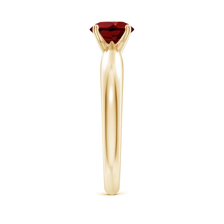 6mm AAAA Solitaire Round Garnet Tapered Shank Ring in Yellow Gold Side-2