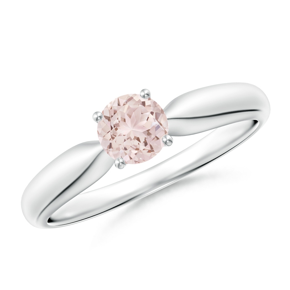 5mm A Solitaire Round Morganite Tapered Shank Ring in P950 Platinum 