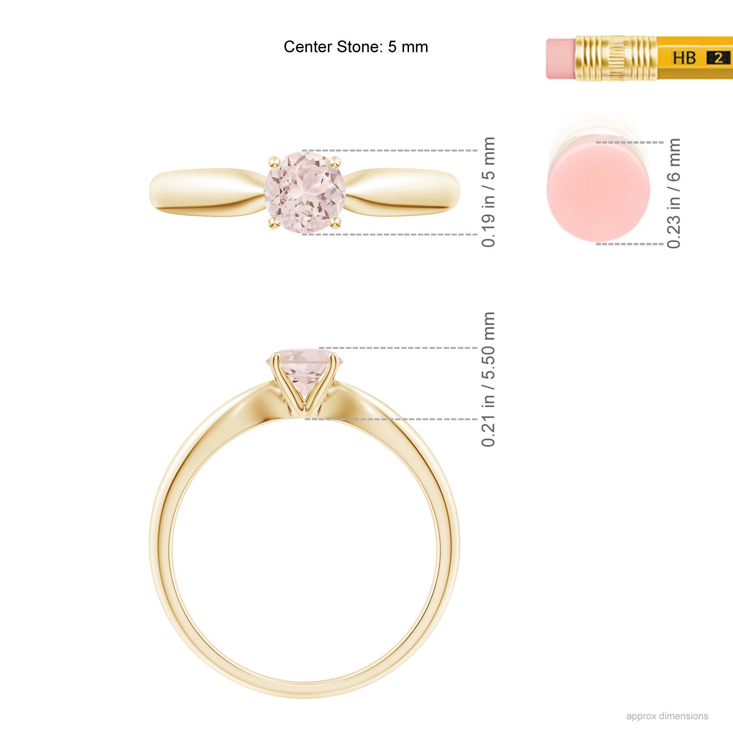 A - Morganite / 0.42 CT / 14 KT Yellow Gold