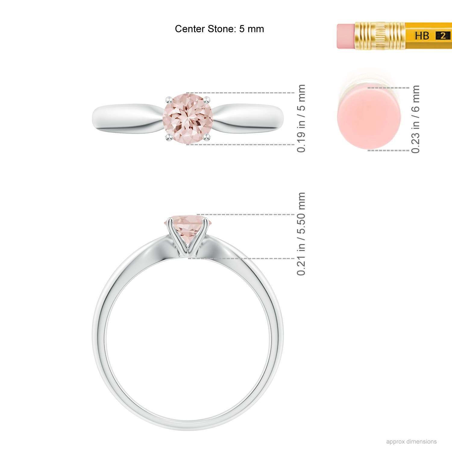 AA - Morganite / 0.42 CT / 14 KT White Gold