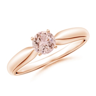 5mm AAA Solitaire Round Morganite Tapered Shank Ring in Rose Gold