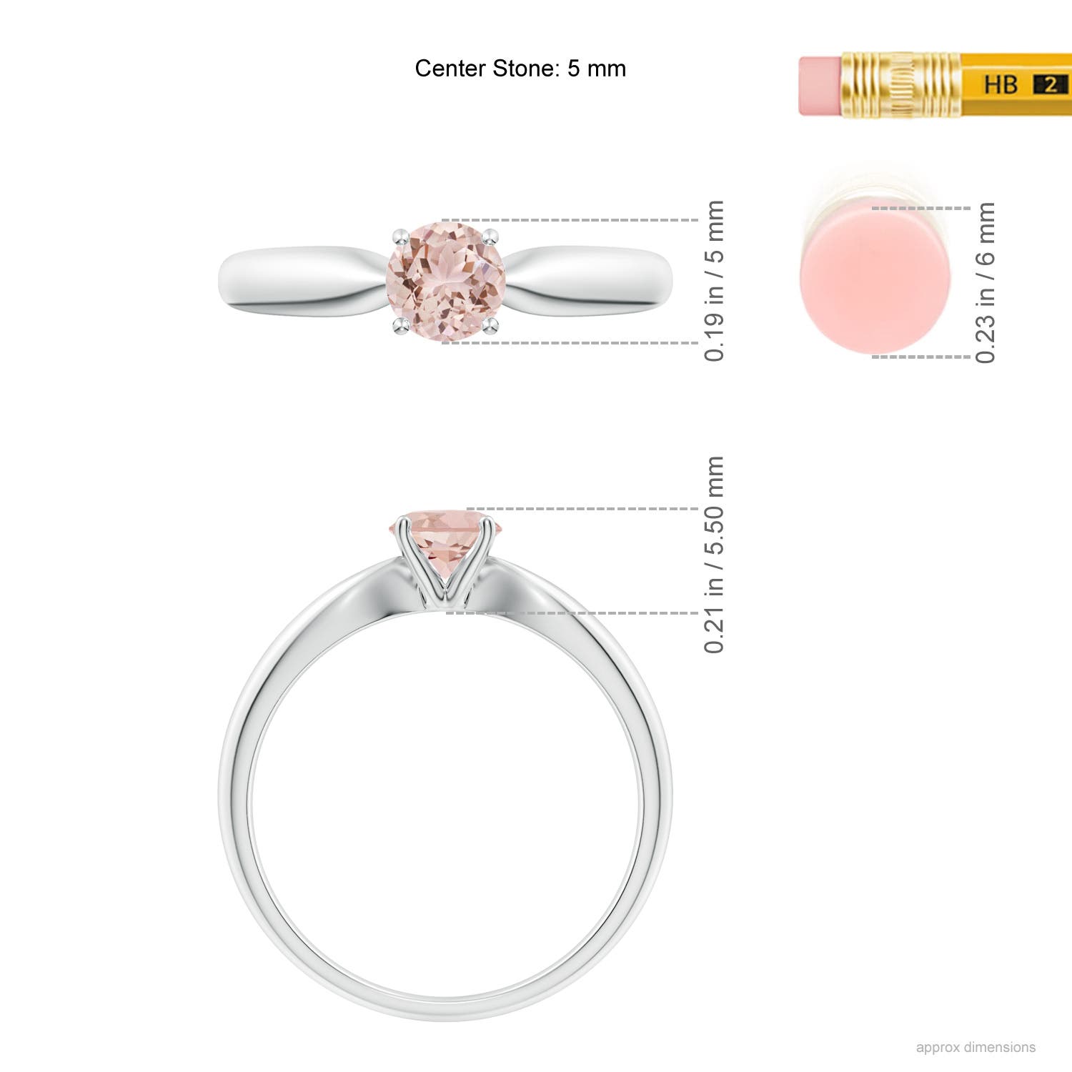 AAA - Morganite / 0.42 CT / 14 KT White Gold